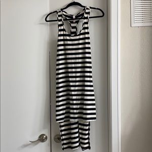 Black and White striped high low dress